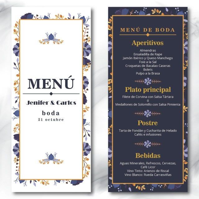 Cartas menú