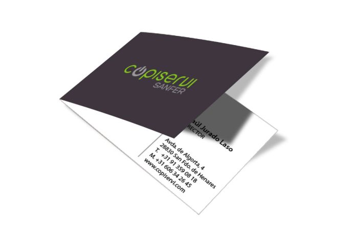 Tarjetas de visita plegadas